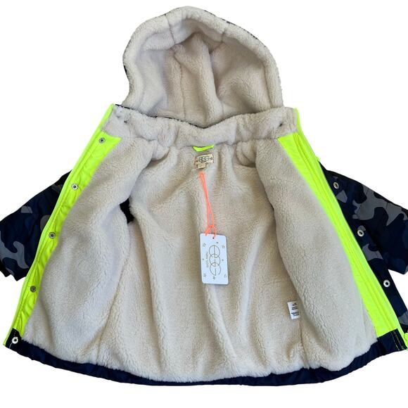 Egg New York NWT Sz 2T Toddlers Winter Puffer Jacket Sherpa Lined Hooded Camo - Picture 9 of 16